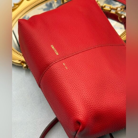 🆕 OROTON 🧿 NWOT Lily Zip Top Leather Crossbody, Red - Picture 10 of 16